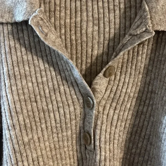 Bershka Buttoned Cowl Neck Sweater - Light Gray - Picture 2 of 4